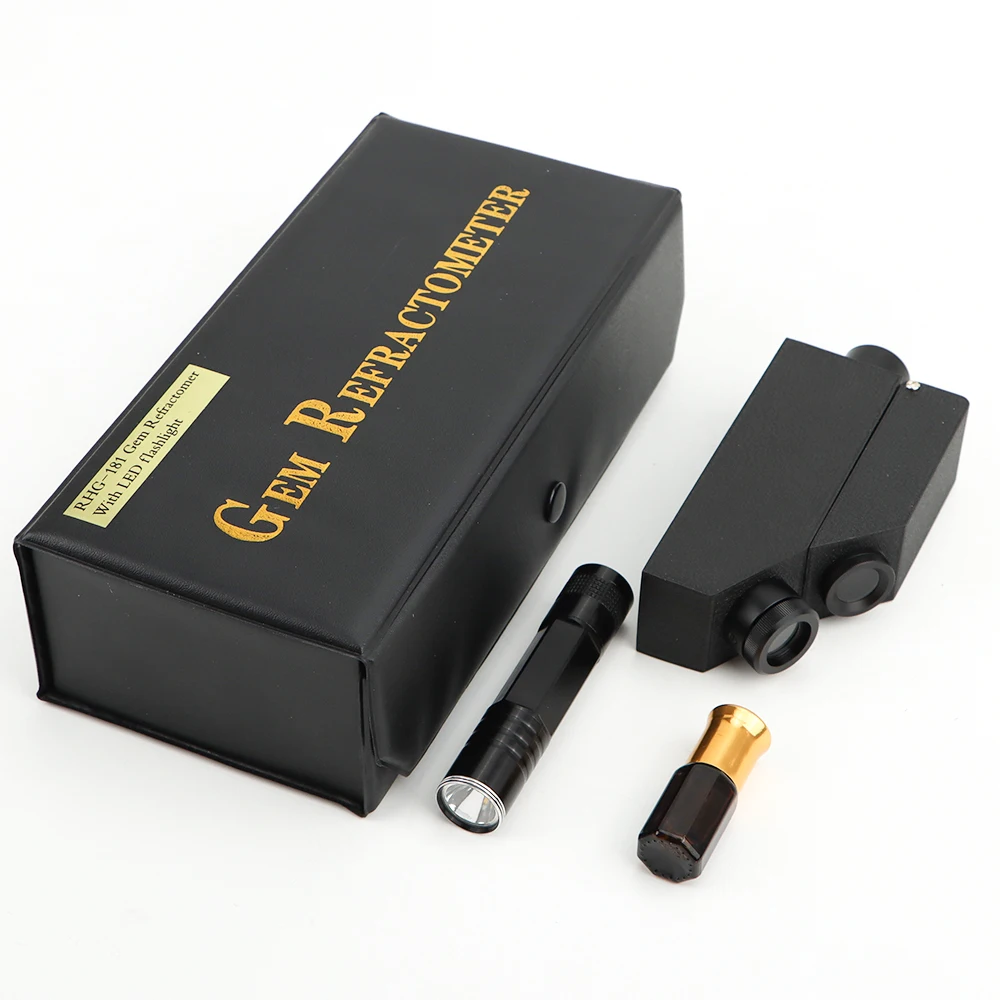 RHG 1.30-1.81 Gemstone Refractometer Jewelry Emerald Zircon Testing Tool With LED Flashlight Double Refractometer Professional Gemstone Refractometer