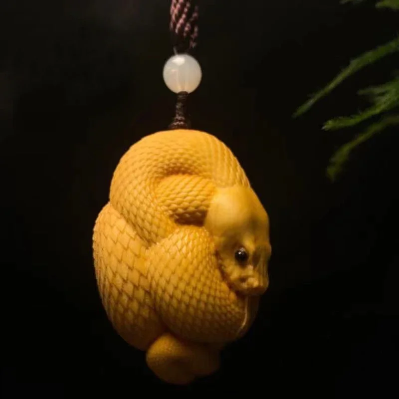 Wood Carving Room Home Decorations Sculptures Figurines Handmade Woodwork Thuja Snake Ornaments Car Accessories Statues Pendants miniature figurines simulation snake figurine wood craft decor