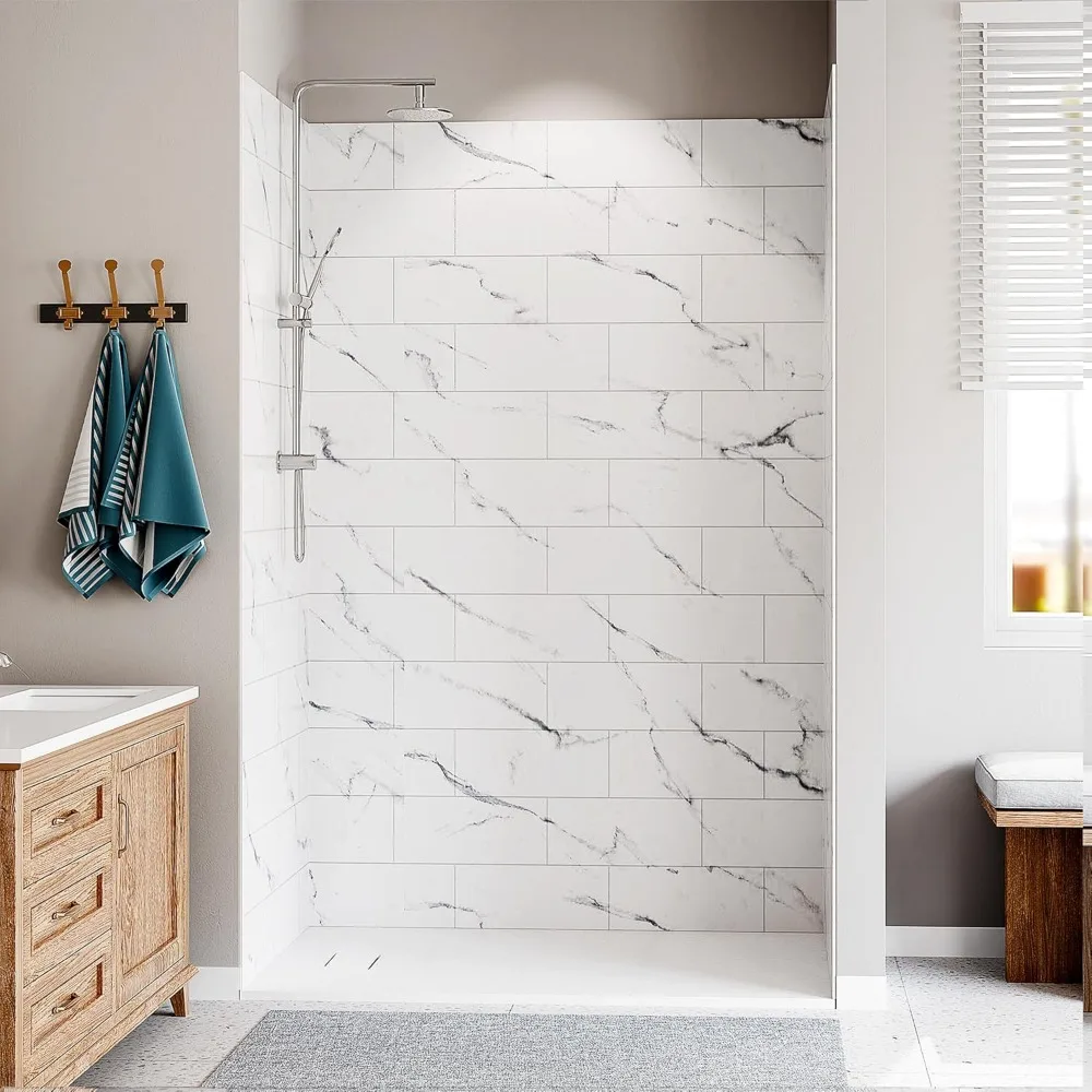 Shower Base, for Bathroom Assembly/Left&Right Drain, Non-Slip Shower Pan 60"x 36"White SMC Tray