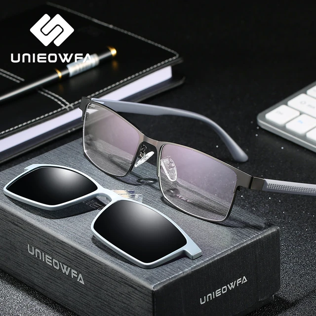 Montura de gafas graduadas para hombres, anteojos de sol con Clip magnético para miopía, montura de gafas unisex ópticas, rectangulares _ - AliExpress Mobile