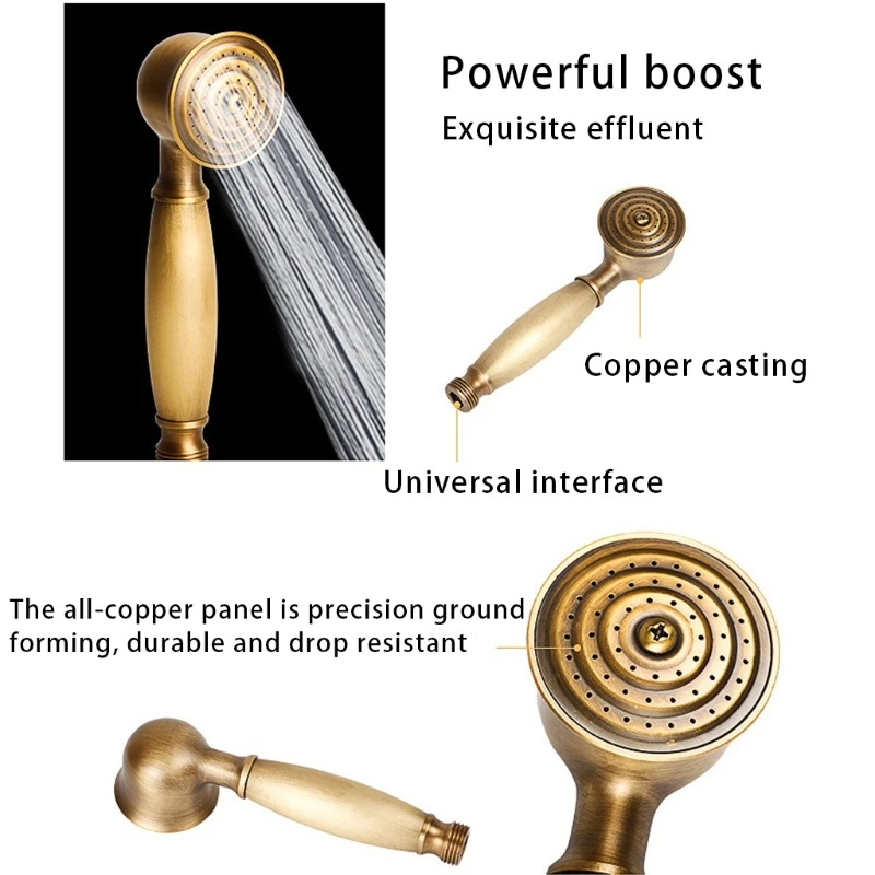 Soffione Doccia A Telefono Classico - Bronzo Antico, Acciaio Inox, 1.5m Tubo, 52 Fori, Effetto Massaggio