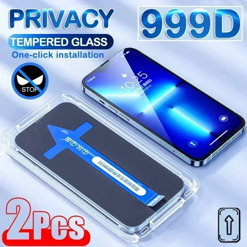 

Закаленное стекло для iPhone, защита экрана из стекла для iPhone 11 12 13 14 15 Pro Max X XR Mini, установка одним нажатием, 2 шт.