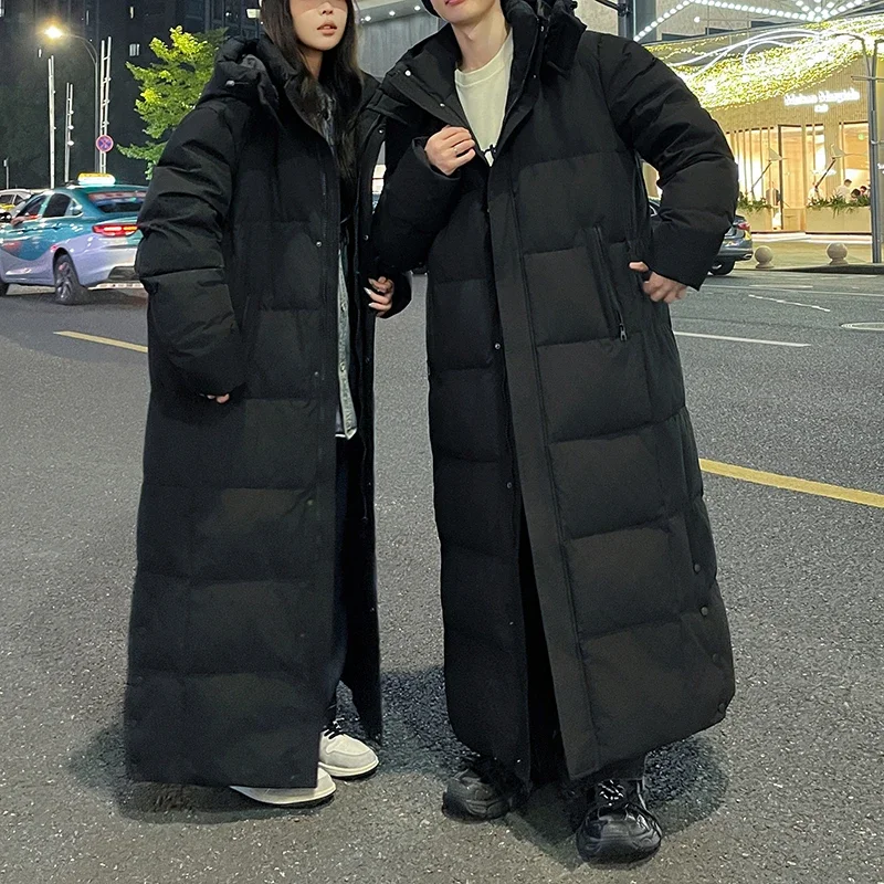Down Jacket Mens Jacket Winter Lined Down Jacket Men's Luxury Trendy Loose Thick 90 White Duck Down Warm Coat Couple's K-pop Cold-proof Ski Hooded Parka