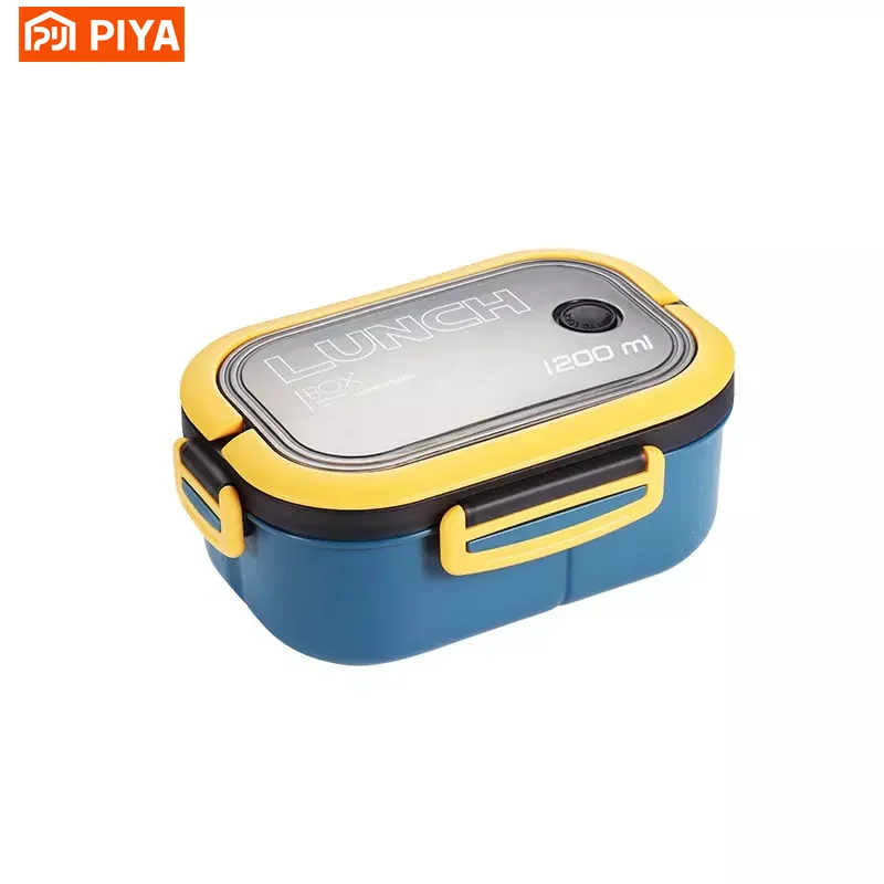 Portable Lunch Box 2 Layer Grid Leakproof Food Storage Container Microwavable Bento Fork Spoon lunch box portable food storage box