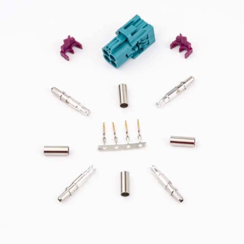 1PC MINI FAKRA car connector female 4 in 1 Z type water blue straight female Bluetooth GPS car use Automotive connector adapter