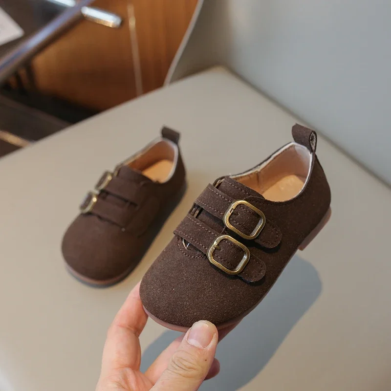 New Children's Leather Shoes Girls' Flat Shoes Fashion Spring Autumn Kids Boys Causal Mary Jane Solid Color Soft Bottom