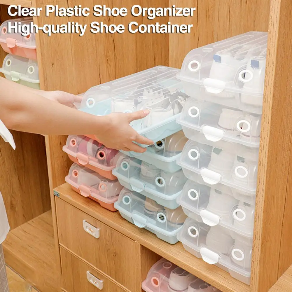 

Shoe Storage with Lid Durable Stackable Shoe Storage Box with Lid Ventilation Holes Dust-proof Design Organize Shoes Efficiently
