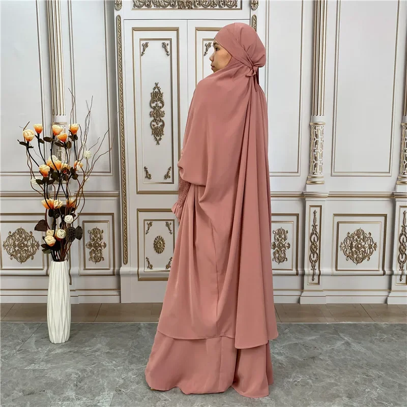 

Nida Solid Two-piece Set Fashion Dresses Muslim Set Ramadan Abayas for Women Dubai Long Robe Abaya Long Sleeve Dress Vestidos