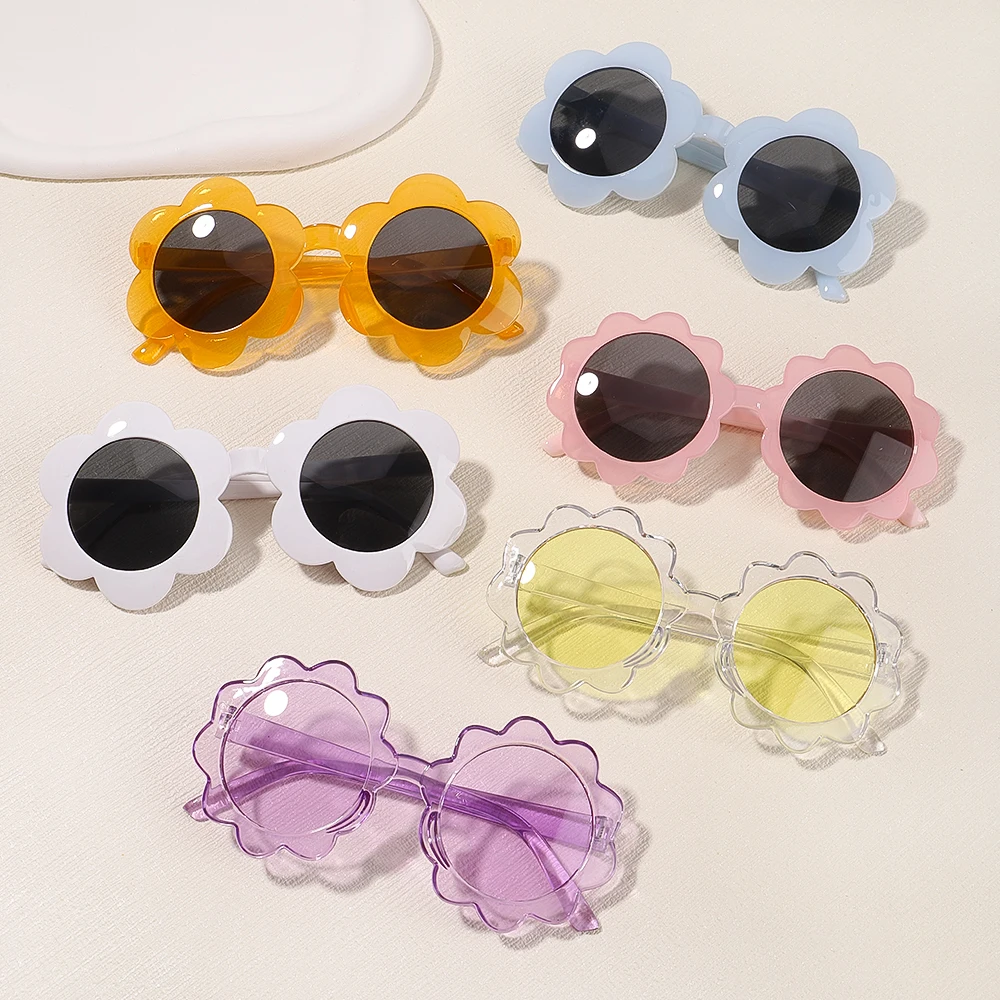 1pcs Baby Sunglasses Fashion Retro Outdoor Flowers Kids Children Cartoon Sun Glasses Frame Girls Boys Protection UV400 Eyewear new summer kids folding sunglasses uv protection retro round sun glasses for girls boys beach travel child eyewear storage box