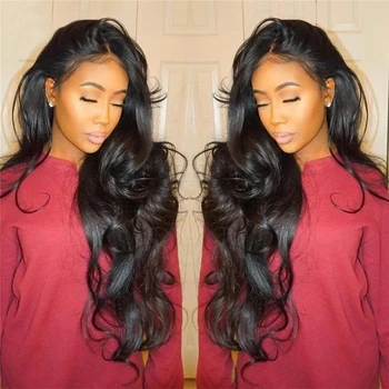 13x4 HD Transparent Brazilian Body Wave Human Hair Wigs Pre Plucked Hairline Lace Front Wig With Tiny Knots Natural Black 1