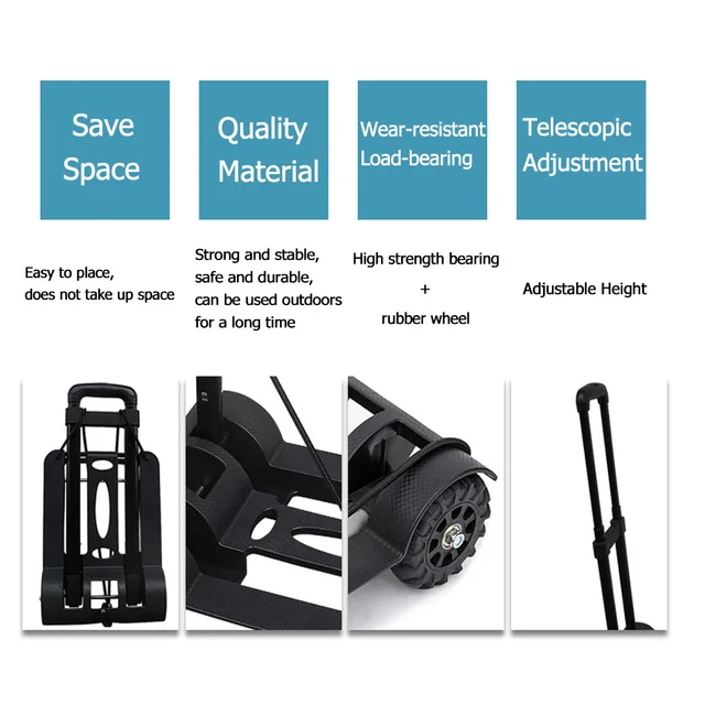 75 Kg -Os Nagyteljesítményű Összecsukható 카트 Kocsi Teherautó Kosár 웨건 Utazási Csomag Bevásárlókosár Hordozható Otthoni Használat 트롤리 - Image 5