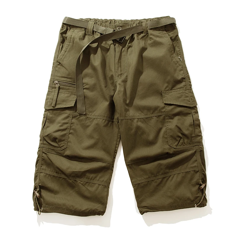 thumbnail image 1 of Pantalones cortos holgados e informales de talla grande para hombre, pantalones cortos con múltiples bolsillos para hombre, 1 of 5