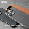 YMW Waxed Genuine Leather Case for iPhone 16 Pro Max 15 14 Magnetic Vegetable Tanned Cowhide Phone Cover 1