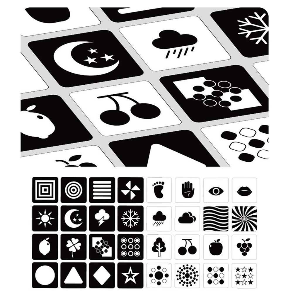 Baby Black and White Art FlashCards High Contrast Visual Stimulation  Learning picture Card for Babies (0 36 Months)| | - AliExpress