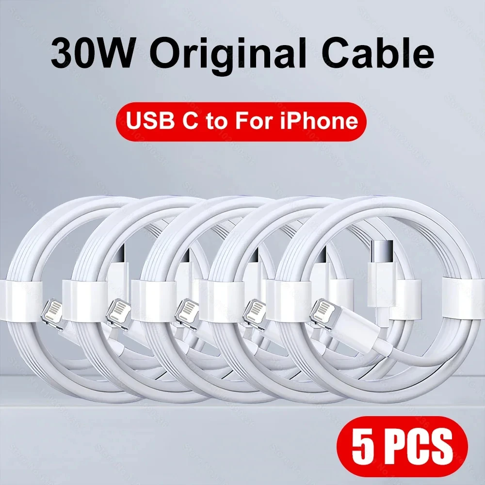 High-Speed 30W Fast Charging USB-C Cable for Apple iPhone - Set of 1-5 Pieces