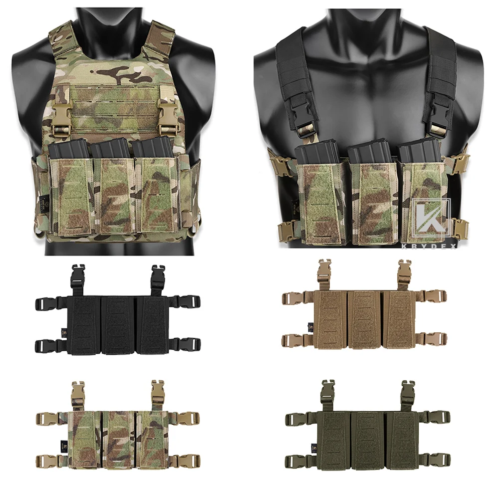 

KRYDEX 500D Triple .223 5.56 Mag Pouch MOLLE Panel Placard Insert For Tactical Chest Rig Plate Carrier Airsoft Vest Accessories