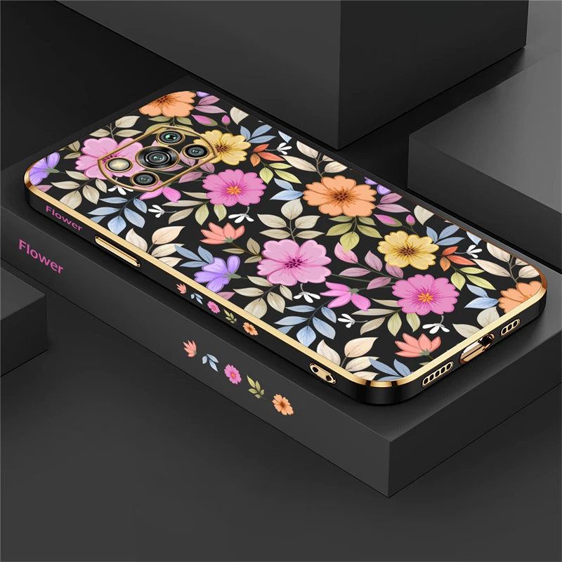 Elegant Silicone Floral Shockproof Phone Cover – Plating Design