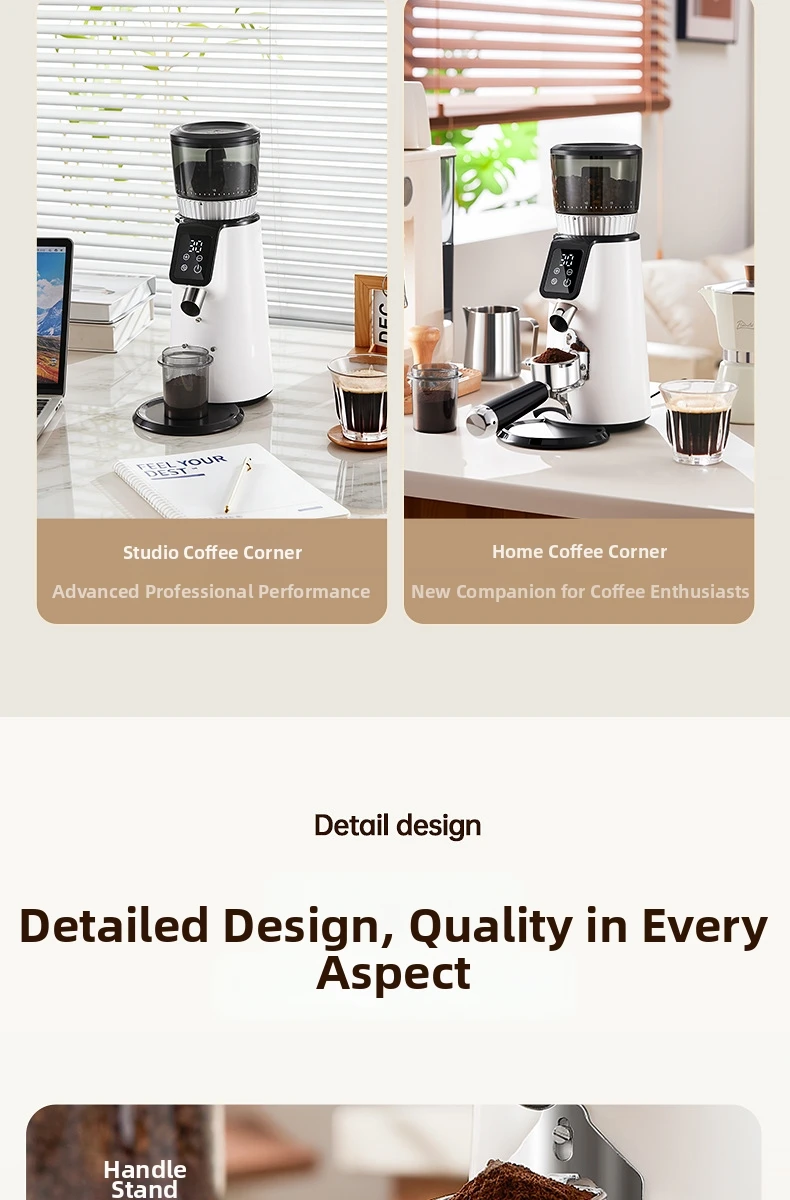 Automatische Elektrische Kaffeemühle für Espresso - Für Gewerbe & Haushalt mit Präziser Dosierung, Einstellbarer Mahlgradeinstellung, Edelstahl – Detail 20