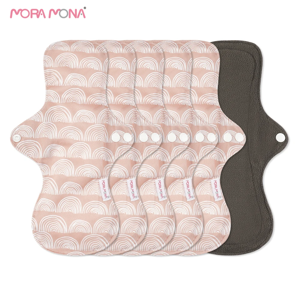 Mora Mona 5 Pz/Set Assorbenti Igienici Riutilizzabili Carbone Di Bambù Lavabili Assorbenti Mestruali Impermeabili Assorbenti Igienici Da Donna