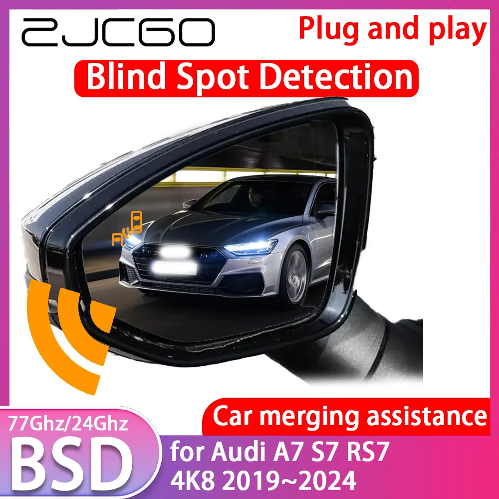 

ZJCGO for Audi A7 S7 RS7 4K8 2019~2024 Blind Spot Detection Car BSD BSA BSM System Driving Warning Radar Alert Mirror