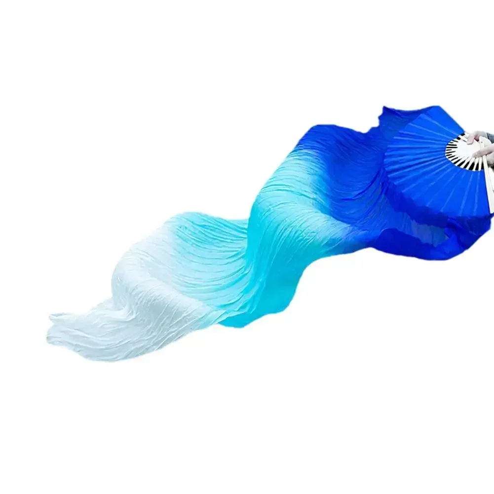 150cm Length Ms.Belly Dancing Fan Gradient Long Color Fans Practice Dancer Props Fan Chinese Silk Dance Imitation E6W7 silk fans,hand fan
