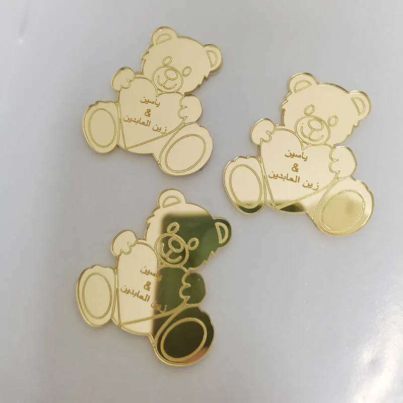 30 ชิ้นกระจกอาบน้ําเด็กหมีไวน์ Charm Prince 1th Birthday Party งานแต่งงานโปรดปรานของขวัญแท็กตกแต่งตาราง Confetti 1