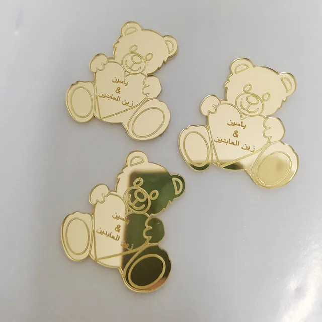 30 ชิ้นกระจกอาบน้ําเด็กหมีไวน์ Charm Prince 1th Birthday Party งานแต่งงานโปรดปรานของขวัญแท็กตกแต่งตาราง Confetti 1