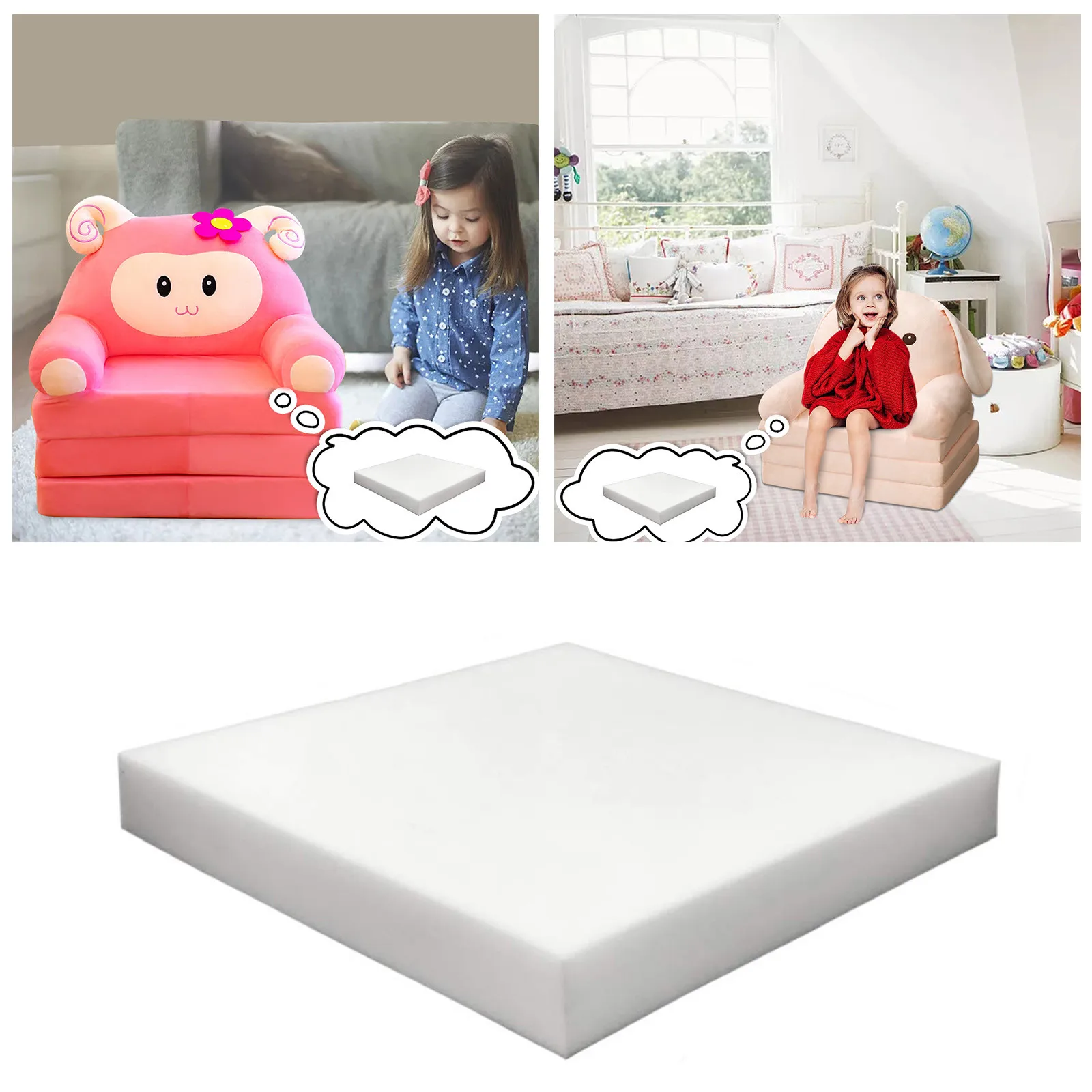 Lumbar Support Car h Foldable Kids Sofa Backrest Armchair Sponge Filling Pad Children's Sofa Car Seat Beads for Driving
