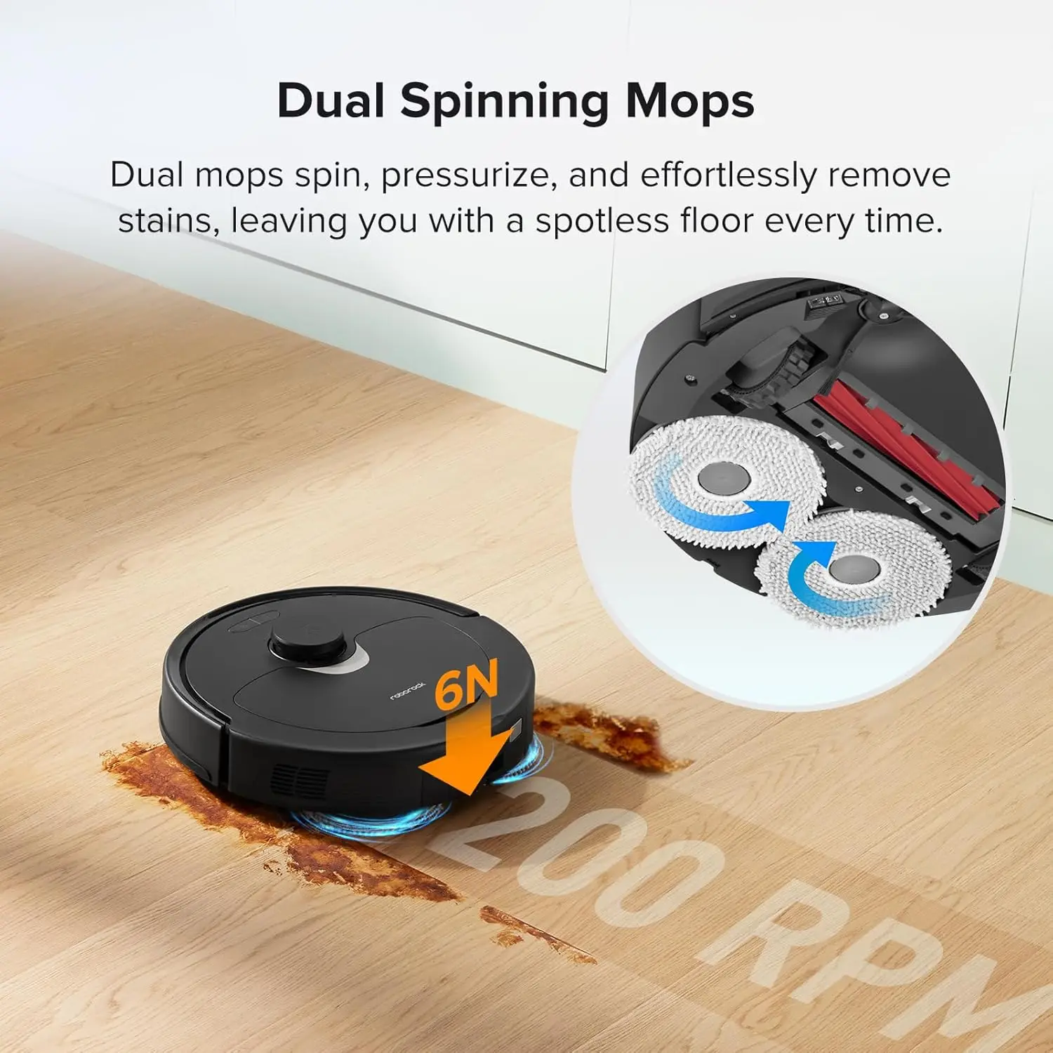 Revo Robot Vacuum and Mop, Auto-Drying, Auto Mop Washing, Dual Spinning Mops, Auto Mop Lifting, Self-Refilling, Self-