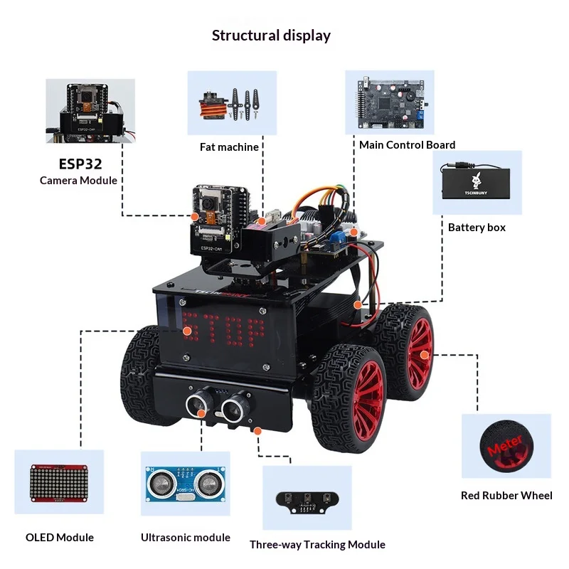 코딩 장난감 DIY 키트 전자제품 RC 로봇 모델 키트 ESP32 카메라 멀티 섀시 라즈베리 파이 호환 오픈 소스 SDK