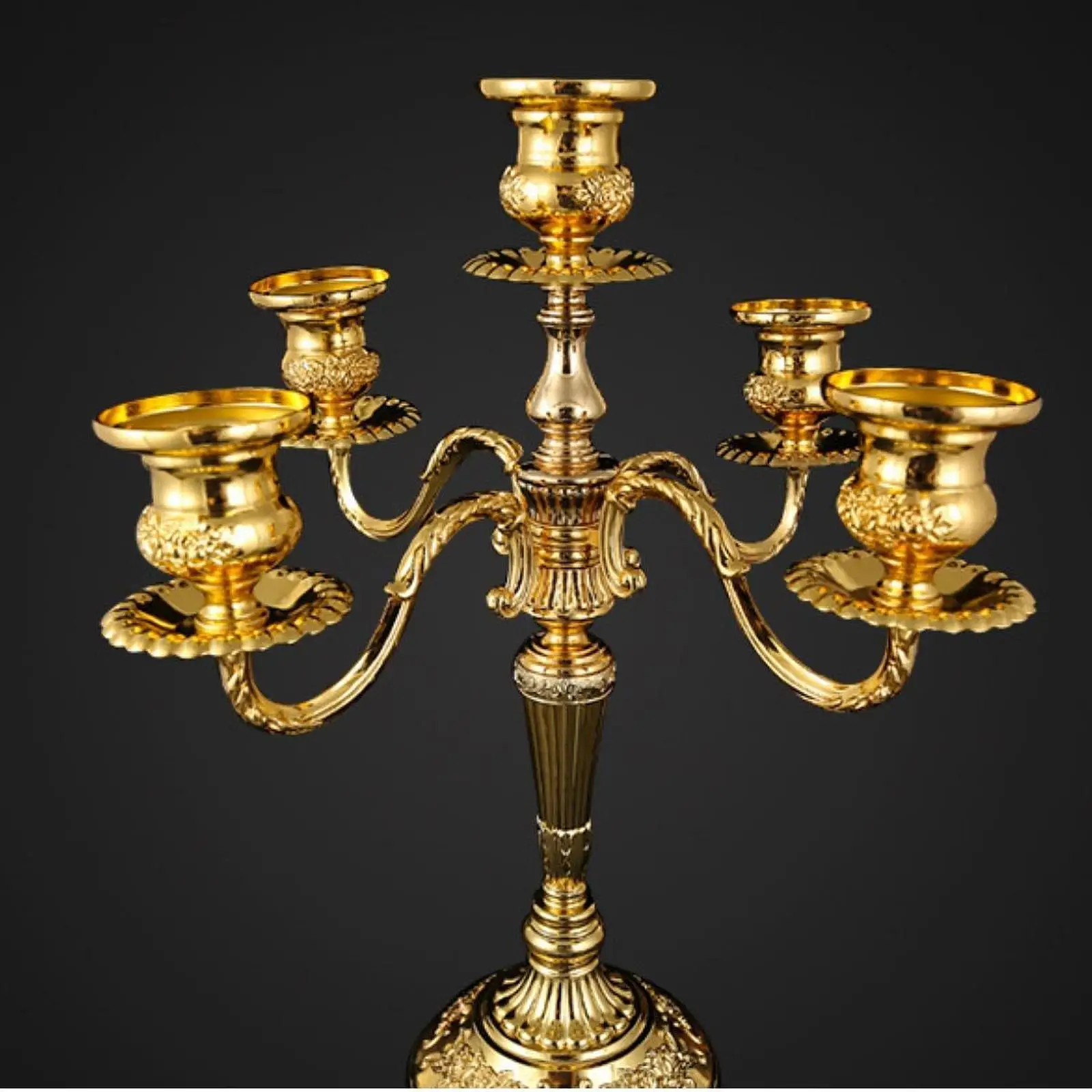 Candle Holder 5 Arms Elegant Metal Candelabra for Dinner Fireplace Holiday