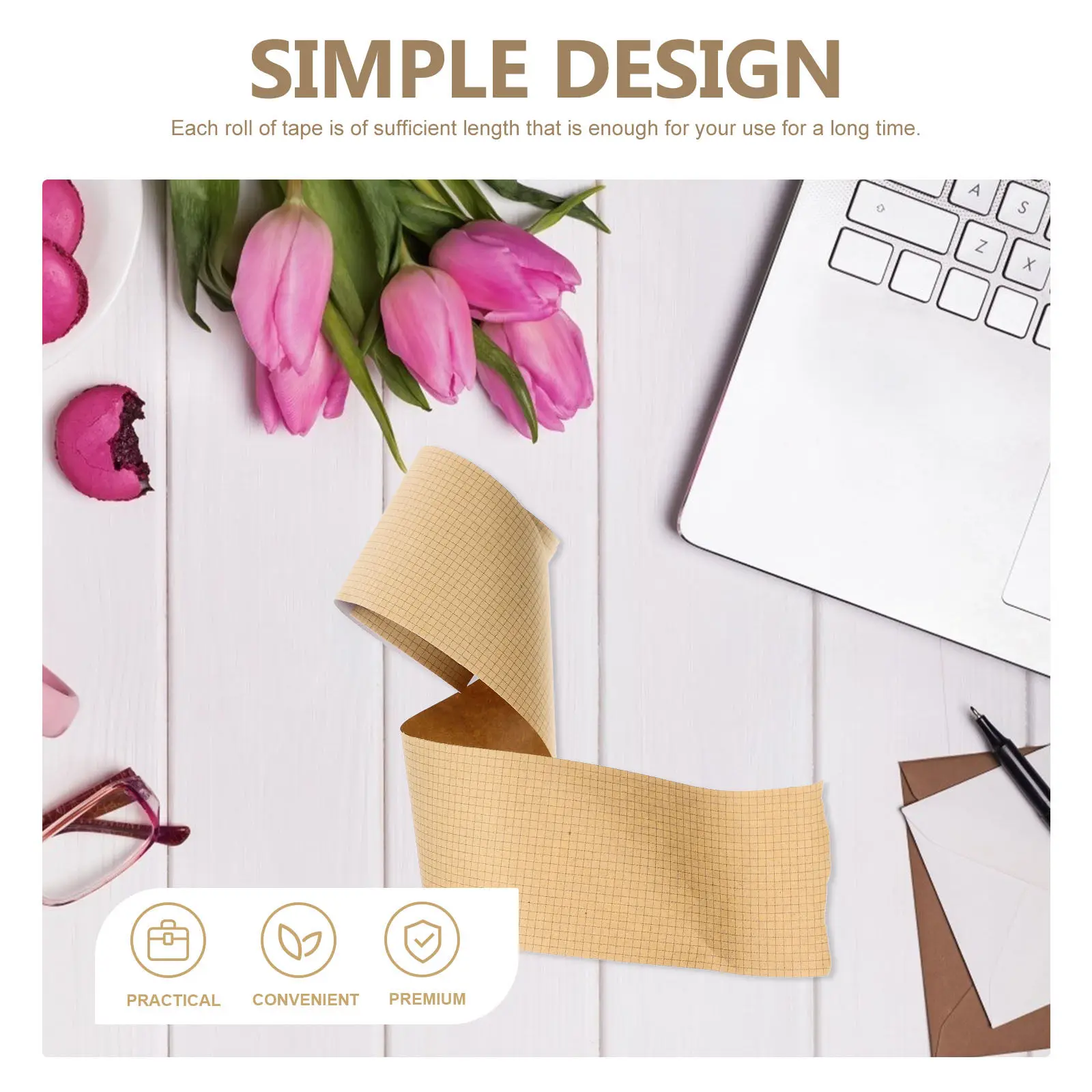 2 롤 빈티지 크래프트 종이 테이프 장 접착제 스크랩북 Diy 공예품 문구류 찢을 수 있는 손으로 찢을 수 있는 책용 스티커