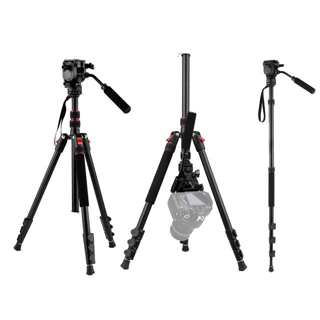 Andoer – trépied vidéo professionnel Q160HA, support Horizontal, robuste,  pour appareil photo DSLR, caméscope pour Canon, Nikon, Sony - AliExpress