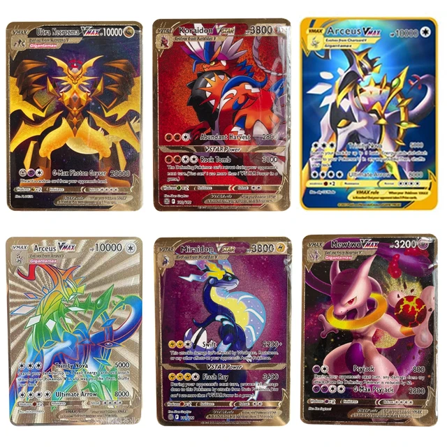 Pokemon Inglês Metal Cartões Escarlate Violeta Mewtwo Miraidon Koraidon  Charizard Ouro Preto Vmax GX Mega Jogo Coleção Cartões Presente - AliExpress