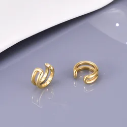 Double - Layer Retro Geometric Metal Ear Clasp - 18K Electroplated (Gold - color)