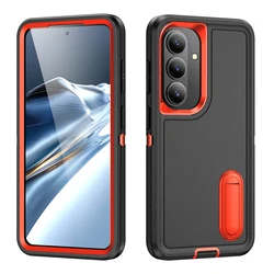 3 - in - 1 Shockproof Slim Heavy Duty Case with Kickstand for Galaxy S24+ (Orange)