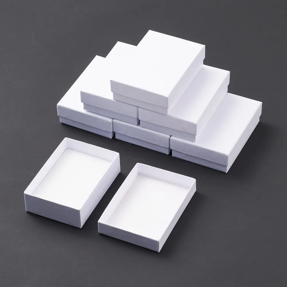 30 ~ 60 pz/lotto scatole portagioie rettangolari in cartone per collane  orecchini anelli confezione espositore scatole regalo, con spugna -  AliExpress
