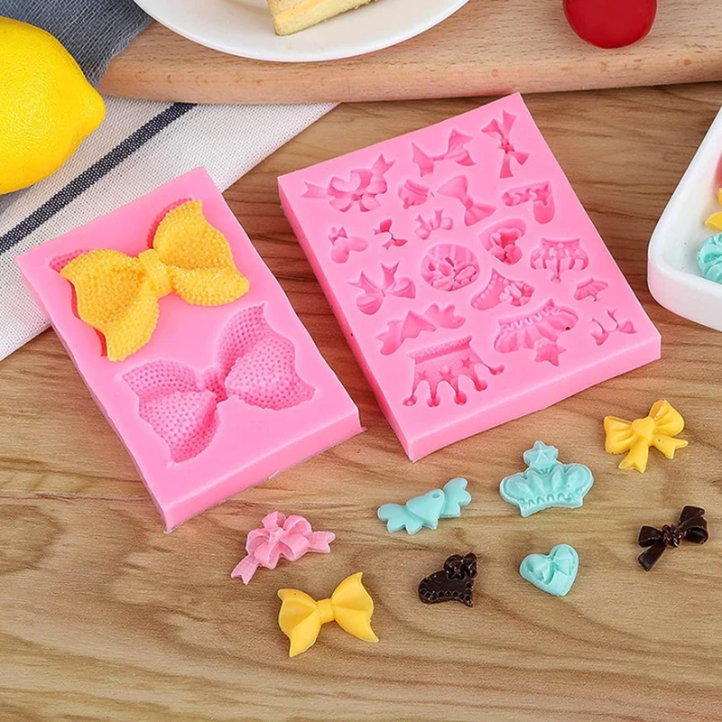 

Bow Silicone Fondant Mold Crown Bowknot Chocolate Candy Mould Cupcake Topper Cake Biscuit Decoration For Wedding Birthday Party