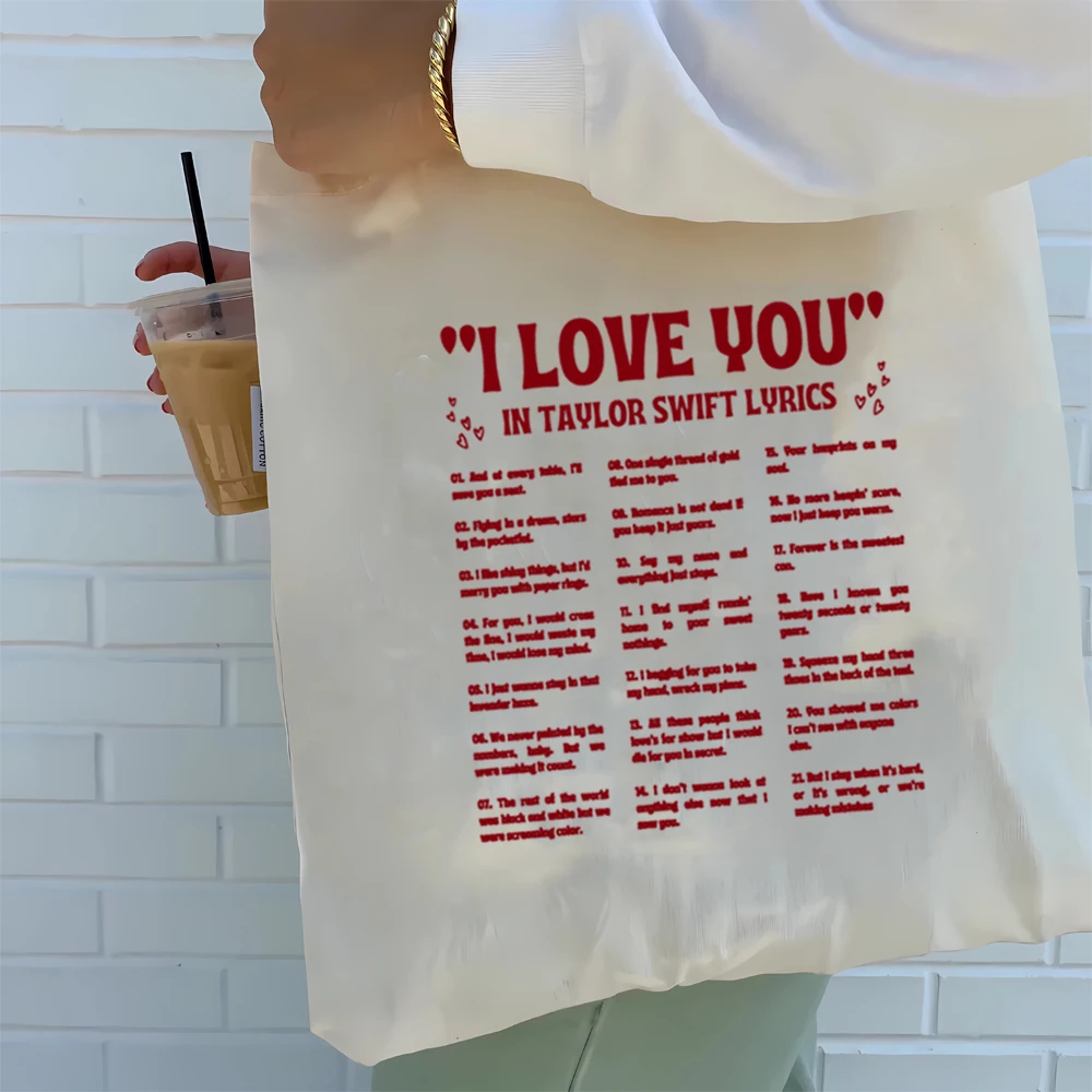 Ti Amo In Taylor Texts Tote Bag Swift Folklore Merch Folklore Tote Bag Versione Di Taylor 1989 Music Eco-Friendly Canvas Bag