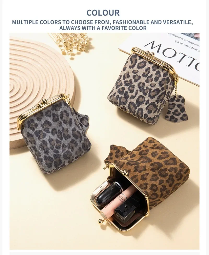 Leopard print leather coin purse packaging