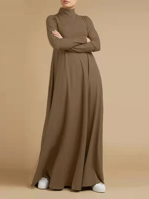 Abayas 여성용 무슬림 드레스: 4계절 동안 우아함과 편안함을 선사하는 빈티지 솔리드 맥시 원피스