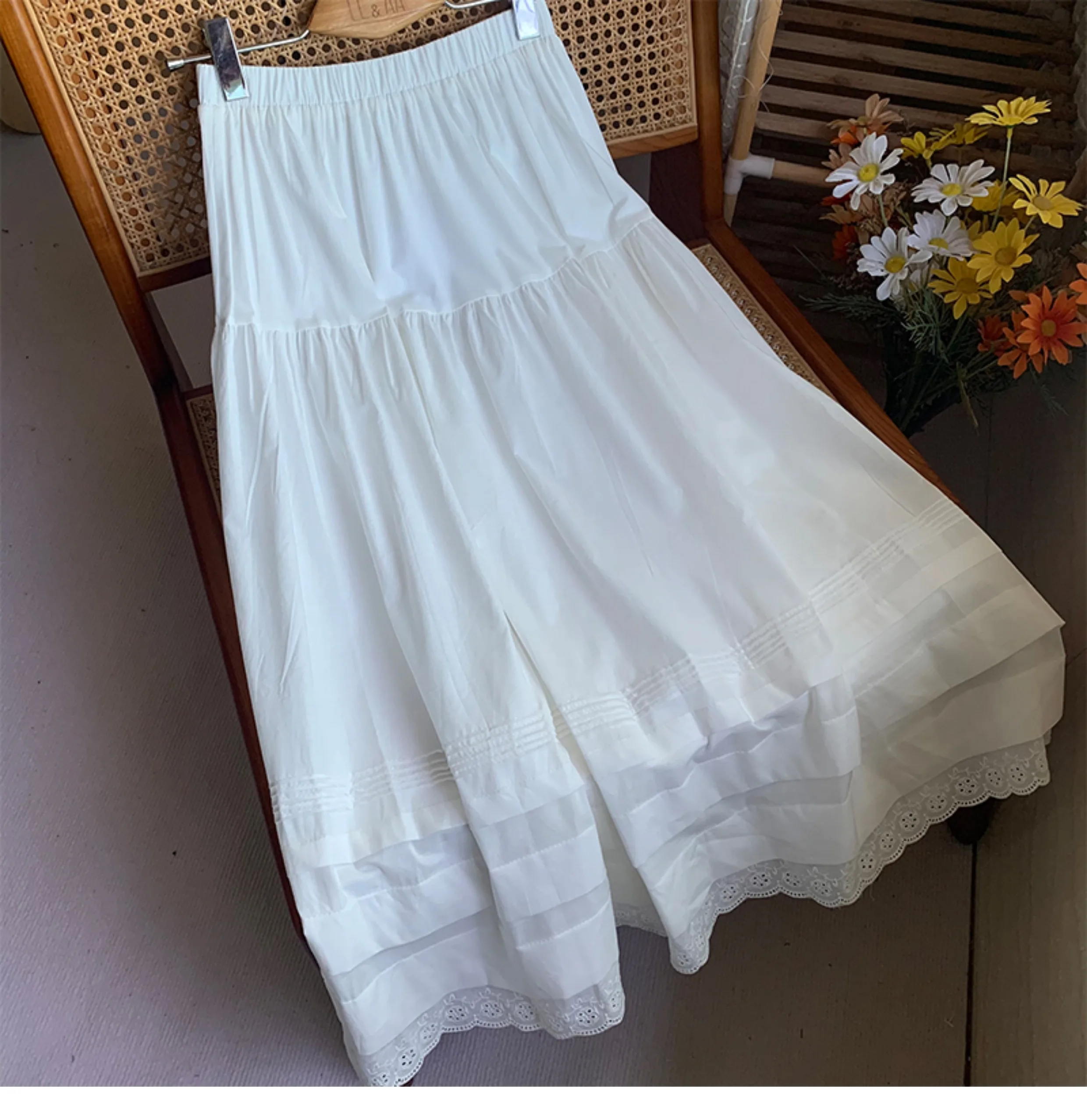 White-Skirt-Female-2024-Spring-Korean-Version-High-Waisted-Mid-Length ...
