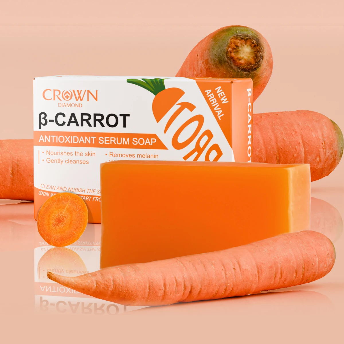 Lightening Carrot Soap for Skin Handmade Natural Bar Soap for Face and Body Whitening Oil Control Brightens Skin Shrink Pore 6