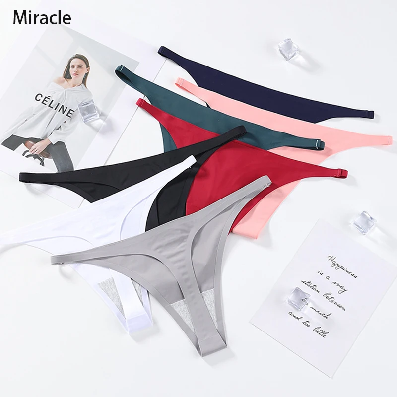 Sexy-Women-s-Bikini-Thongs-Skin-friendly-Underwear-Tangas-Solid-Color