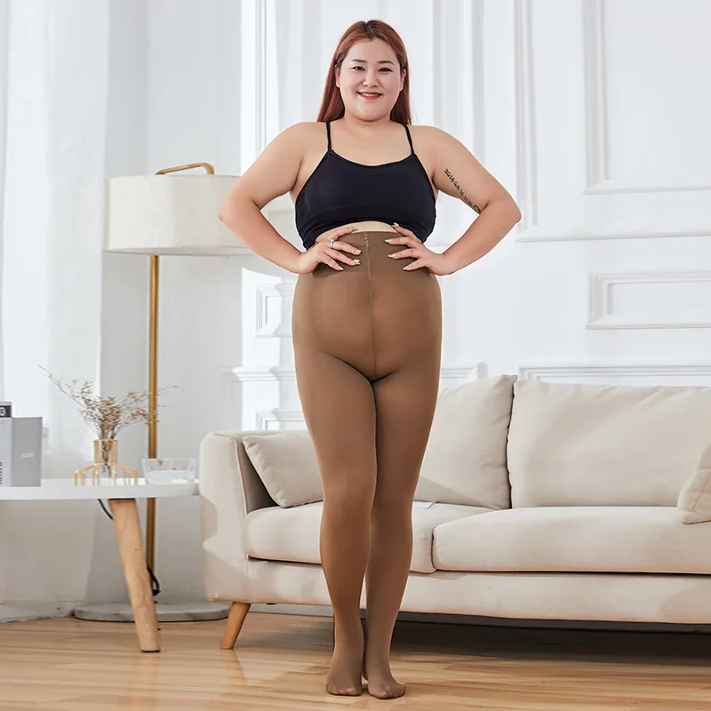 130 kg weiße Damenstrumpfhose in Übergröße, 120D, hohe Taille, warme Strumpfhose, Frühling und Herbst, dehnbar, schmal, Samt, eng für große Größen – Detail 10