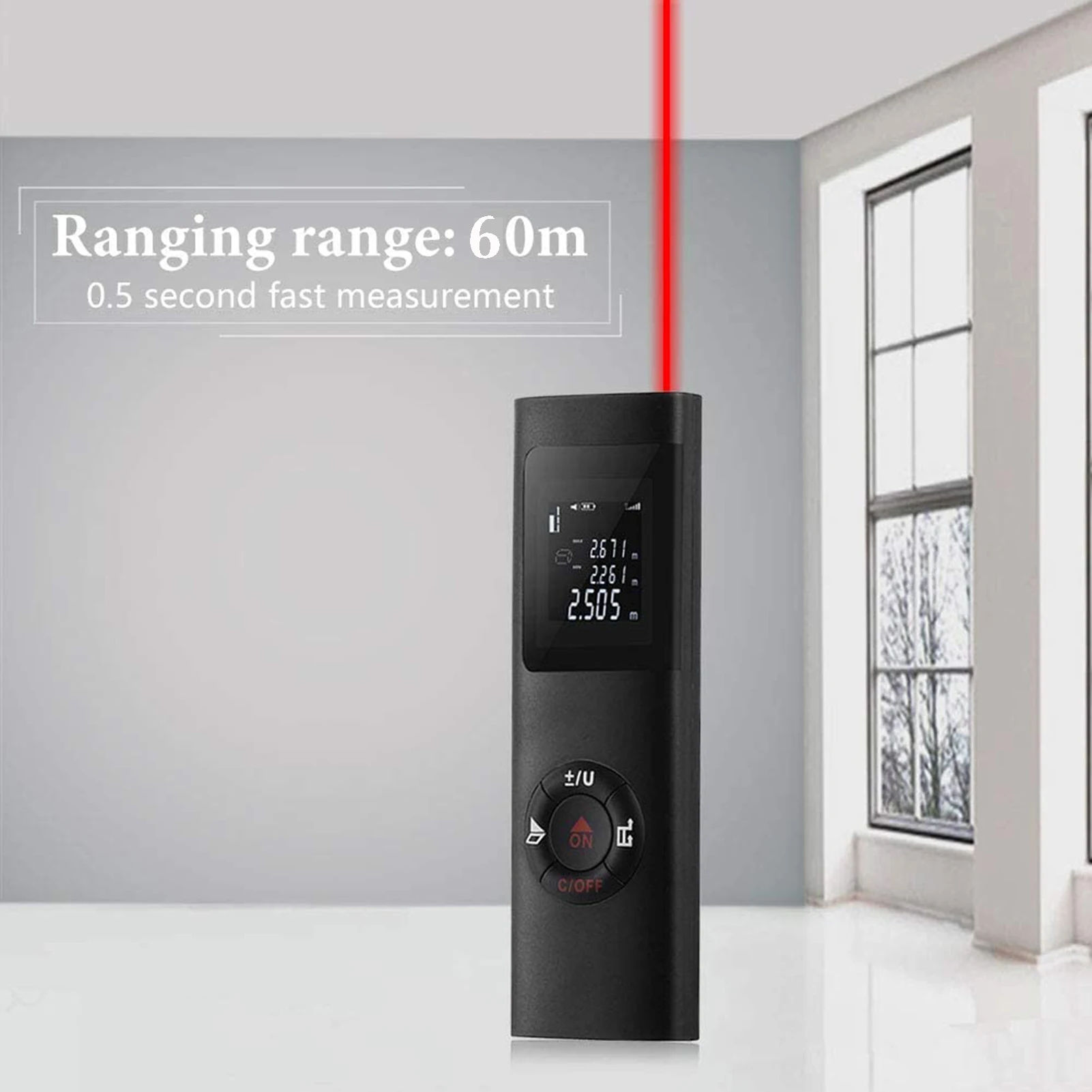 Mini Handheld Laser Distance Meter USB Charging Accuracy Measurement Instrument for Interior Decoration and Indoor