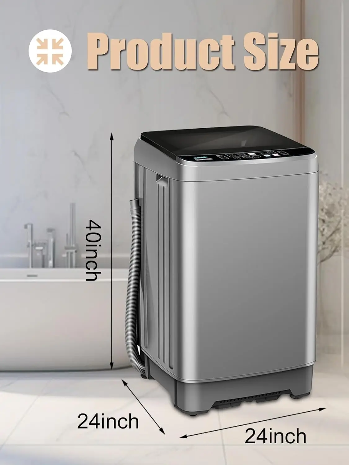 Full Automatic Washing Machine 25lbs Compact Portable Washing Machine with LED Display Drain Dump 10 Wash Programs