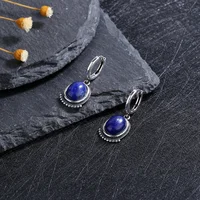 Boucles d'oreilles pendantes en argent œil de tigre, boucles d'oreilles ovales en pierres précieuses vintage à perles, bijoux de mode bohème pour femmes, vente chaude transfrontalière 5