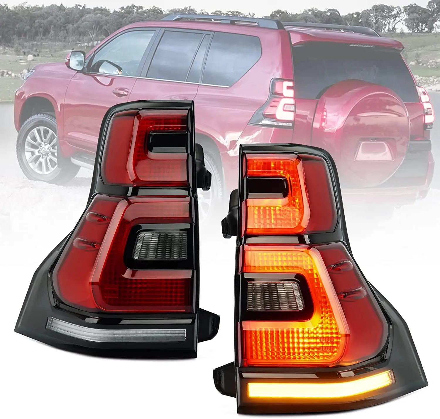 LED Taillight Assembly for Toyota Prado Lexus GX460 2010-2016  with Amber Turn Signal Light White Reverse Light