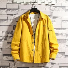 

Drop-shoulder Sleeves Long-sleeved Washed Shirt Men's Spring and Autumn Loose Trend Shirt Jacket Tooling Jacket Harujuku Shirts